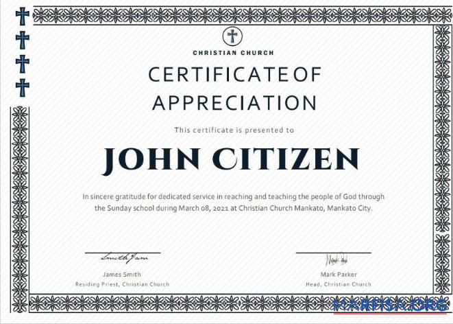 Blank USA Pastor Appreciation cert template